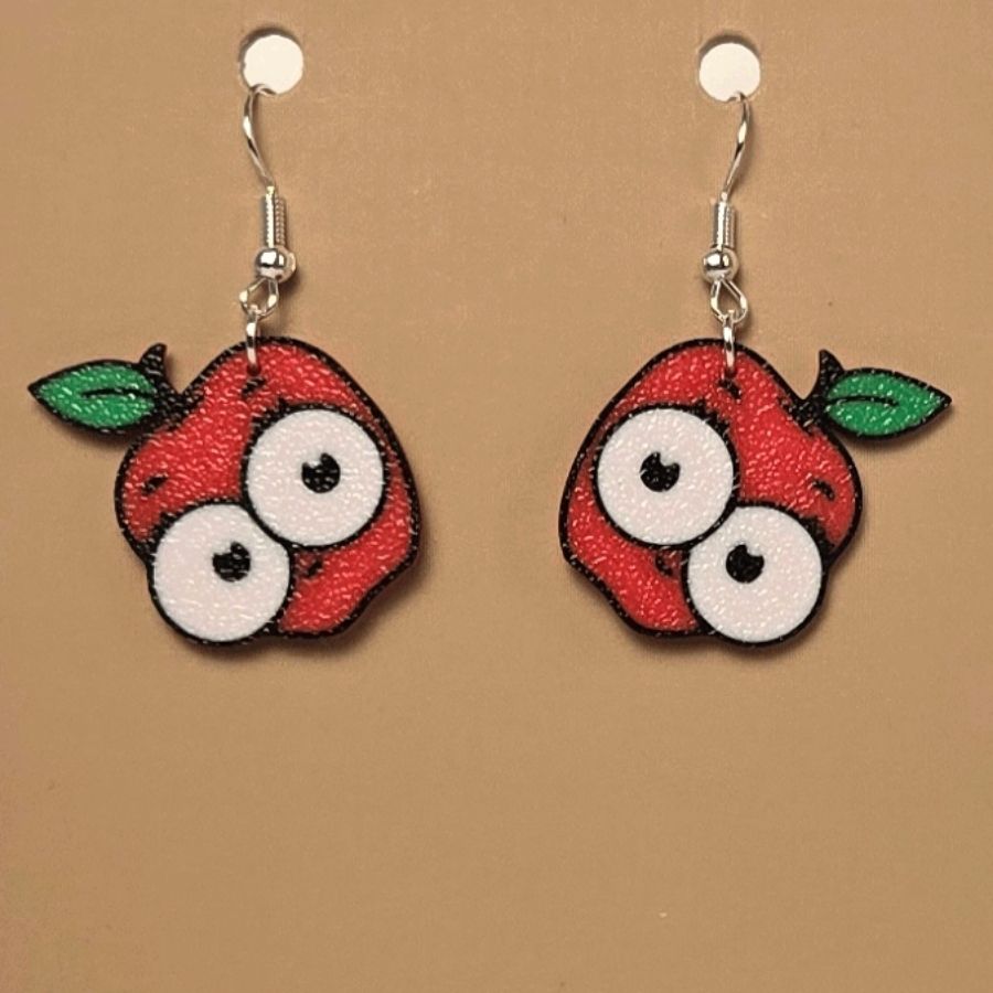 Boucle d'oreille en forme de Pomme Yeux avec crochets hypoallergéniques sans nickel